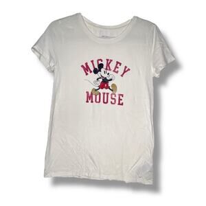 Gap Disney Mickey Mouse Graphic White Short Sleeve Tee Shirt Size Medium